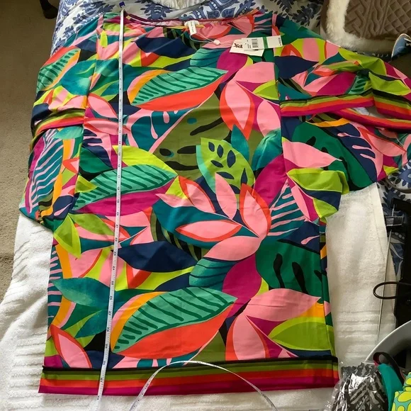 Trina Turk Cover Up Dress Rainforest Multi SZ L - Picture 13 of 13